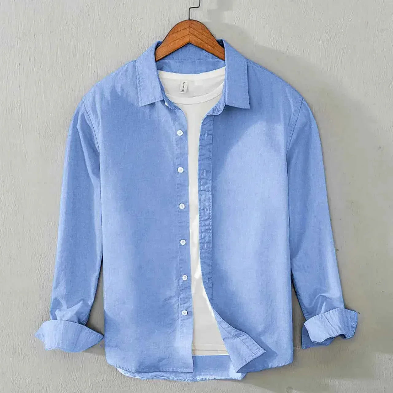 Men's Cotton Chambray Shirt (Sky Blue)