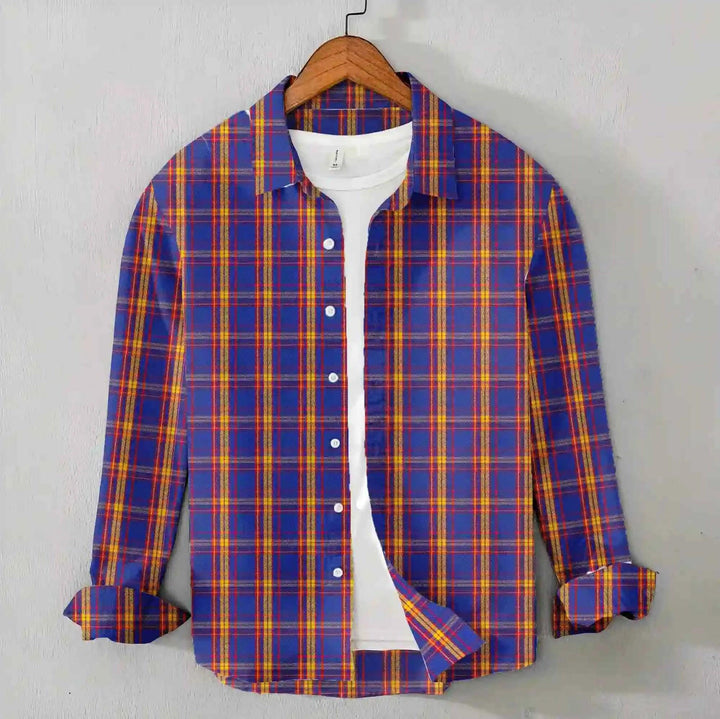 Men’s Checkered Twill Shirt (Visa Blue)