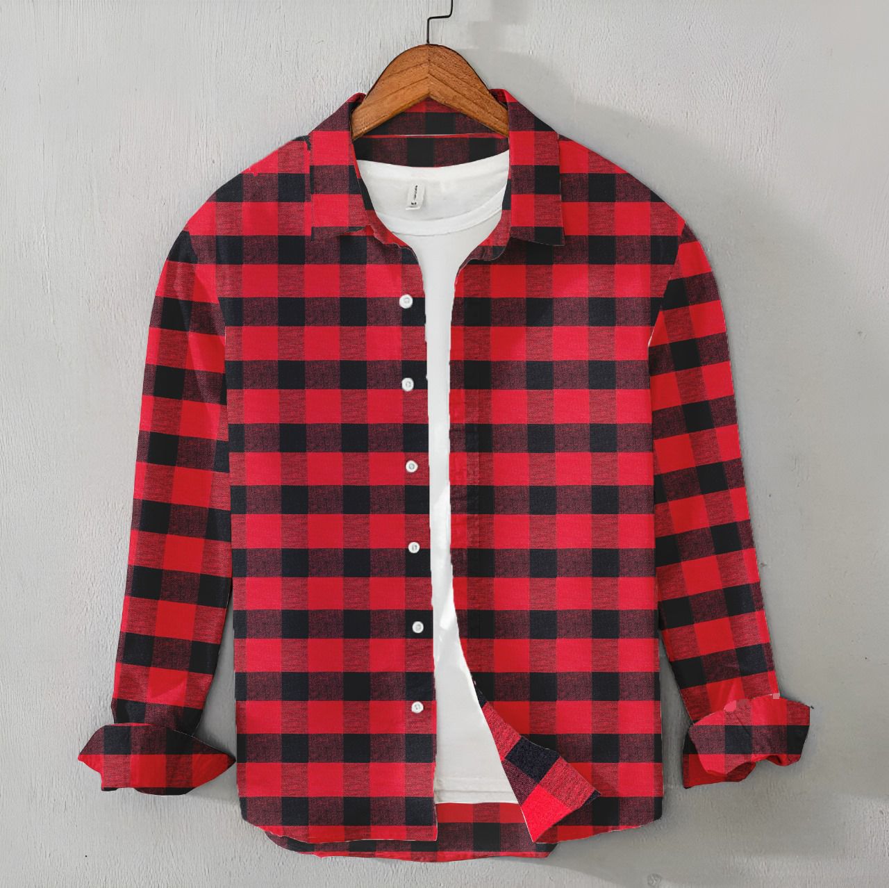 Men’s Flannel Shirt – Red & Black Check