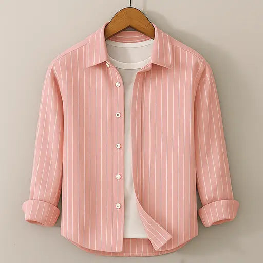 White Striped Baby Pink Shirt