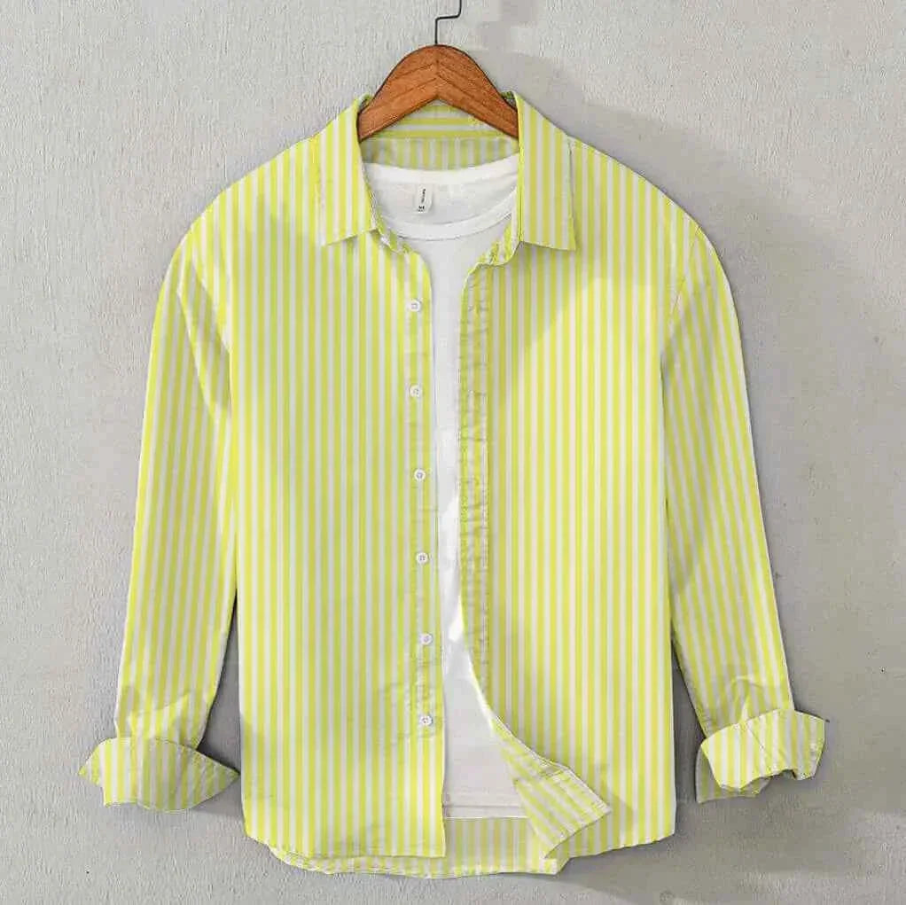 Striped Cotton Shirt - Yellow
