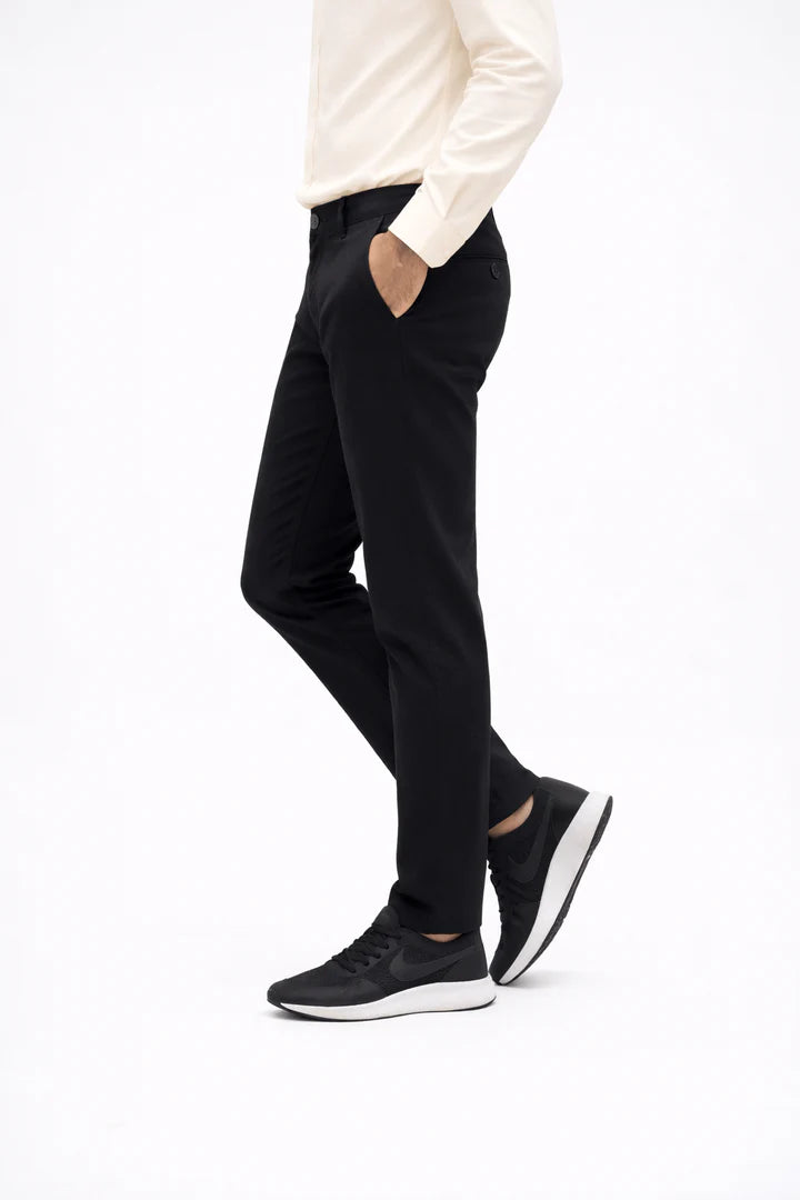 Black Cotton Pant - Smart-fit