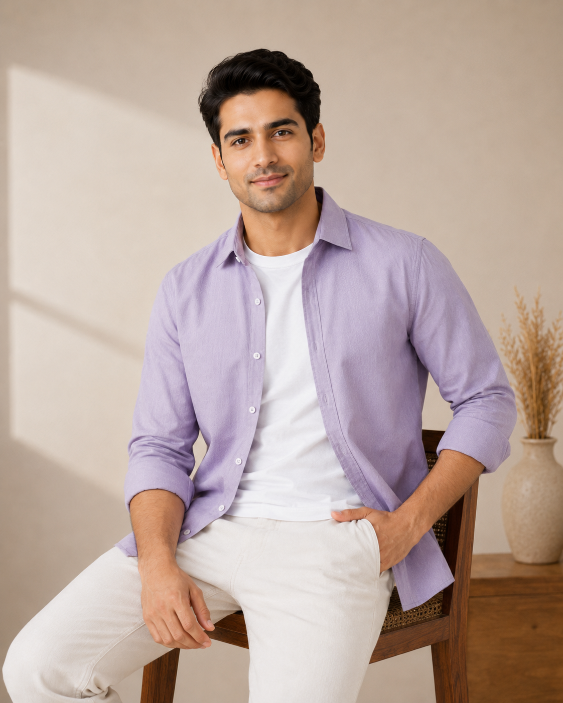 Cotton Chambray Shirt – Soft Lavender