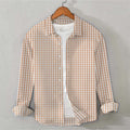 Cotton Checkered Shirt (Dark Peach & White)