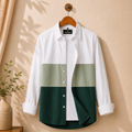 Chambray Color Block Shirt – Tea & Forest Green