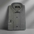 Cotton Dress Shirt - Gray Black Stripes