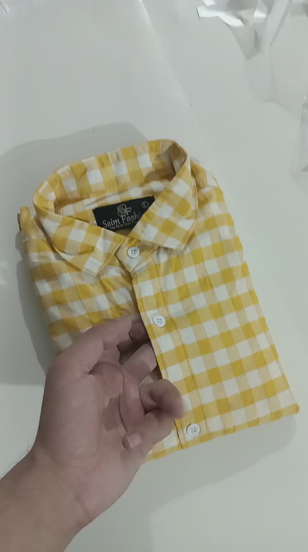 Cotton Checkered Shirt (Mustard & White)