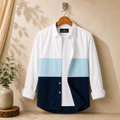 Chambray Color Block Shirt – Light Blue Zinc