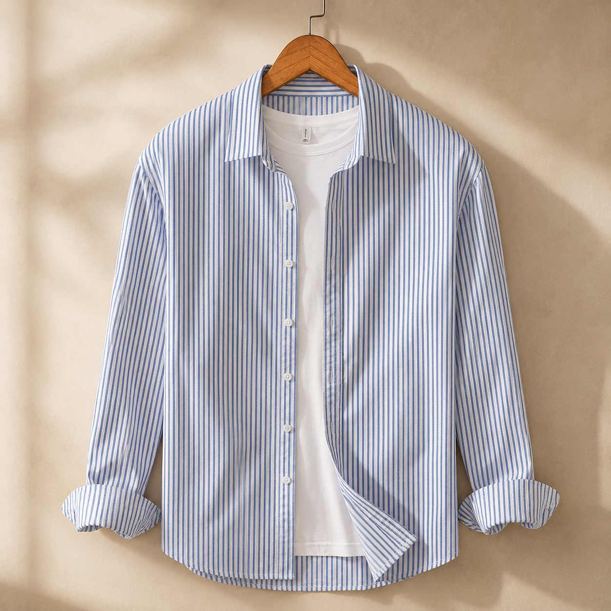 Striped Cotton Shirt - Blue