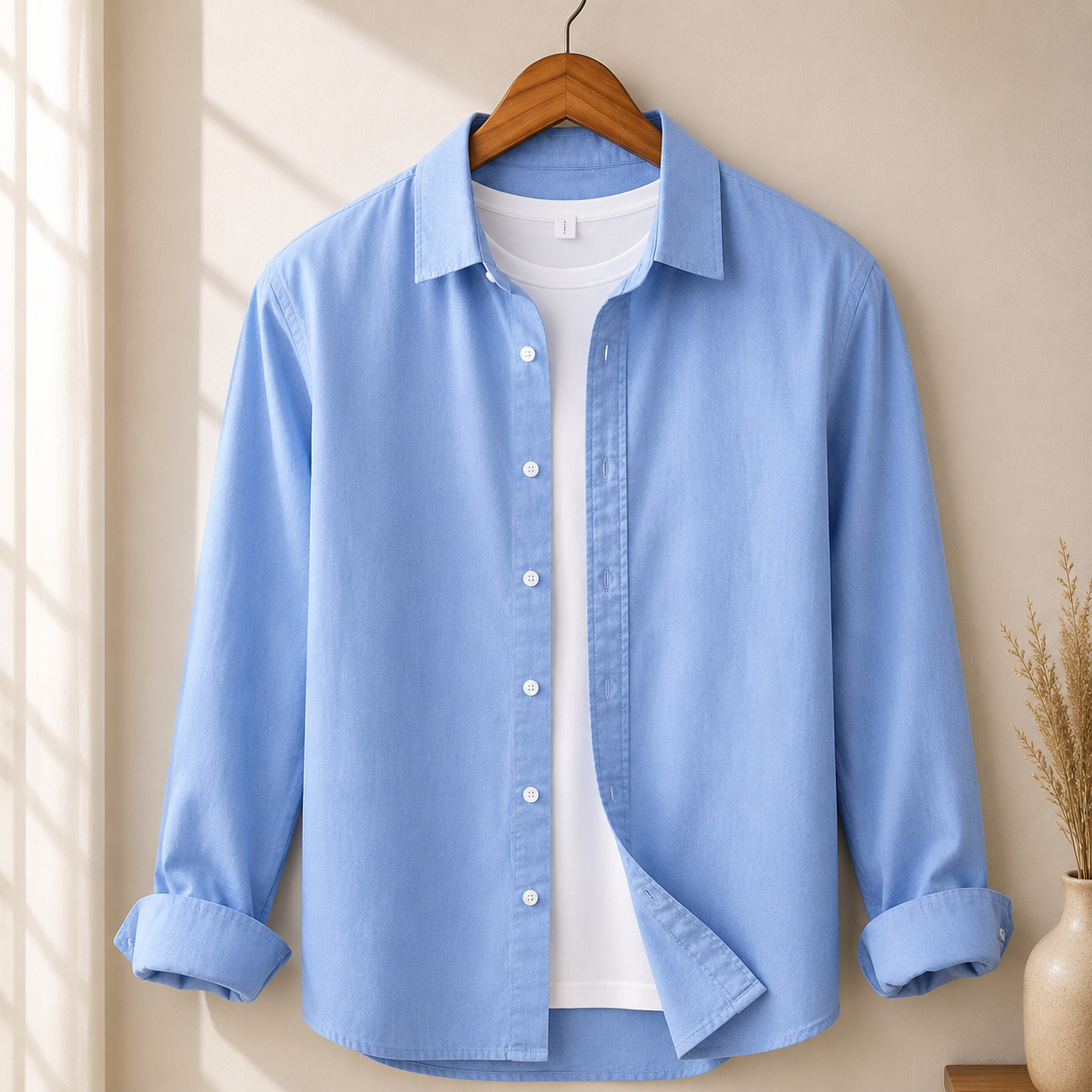Cotton Chambray Shirt – Sky Blue